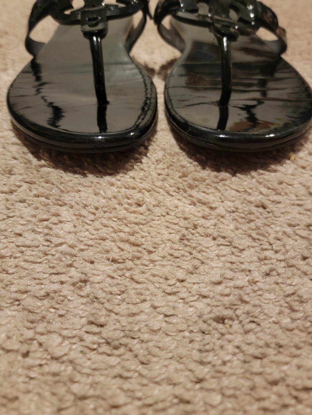Tory Burch Miller Soft Sandal Black Patent Size 8.5 - Picture 7 of 11